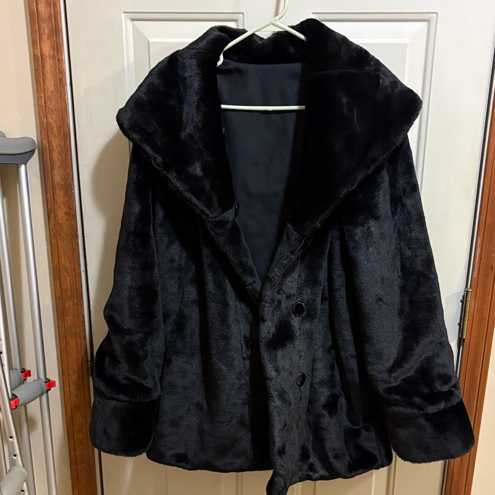Dennis Basso Black Polyester Reversible Outerwear